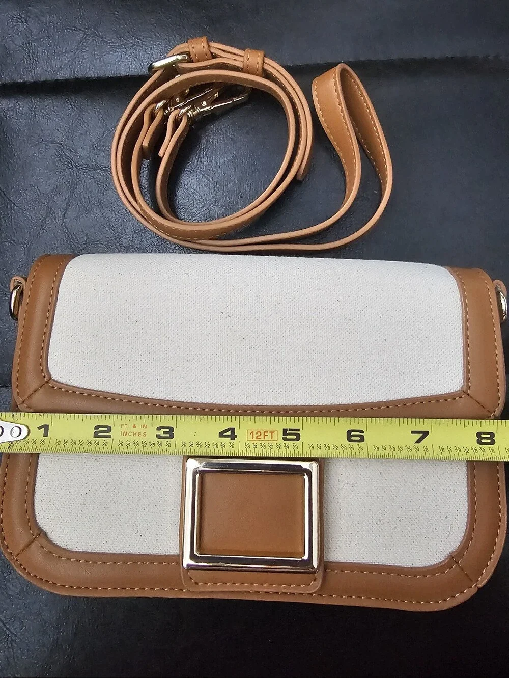 Forever 21 Classic Canvas and Tan Crossbody Bag